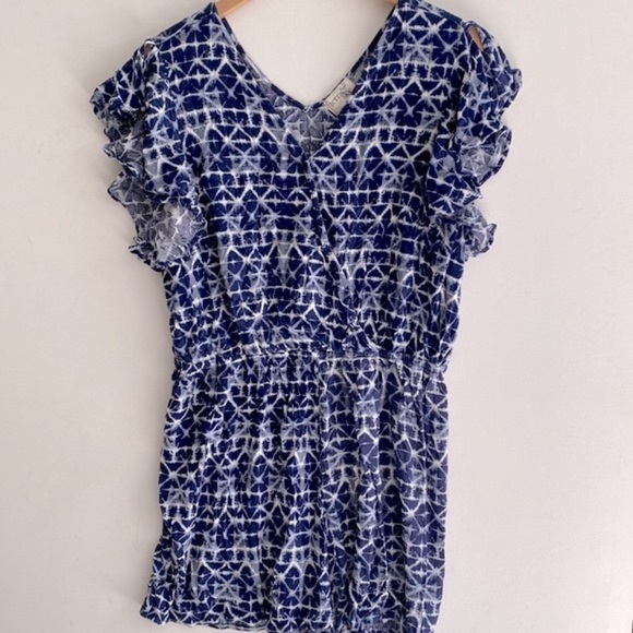 Terra & Sky blue and white bohemian romper, Size 1X - Picture 8 of 9